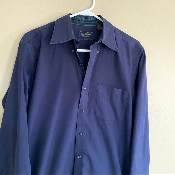 Club Room navy blue button down shirt 32/33 14.5 - Picture 3 of 6
